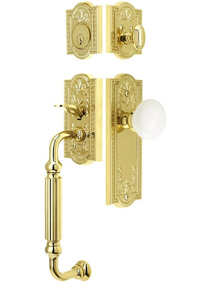 Parthenon Entry Lock Set in PVD Finish with Hyde Park Knob and